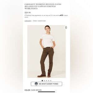 Carhartt Women's Rugged Flex Work Pants Size 2 Dark Brown